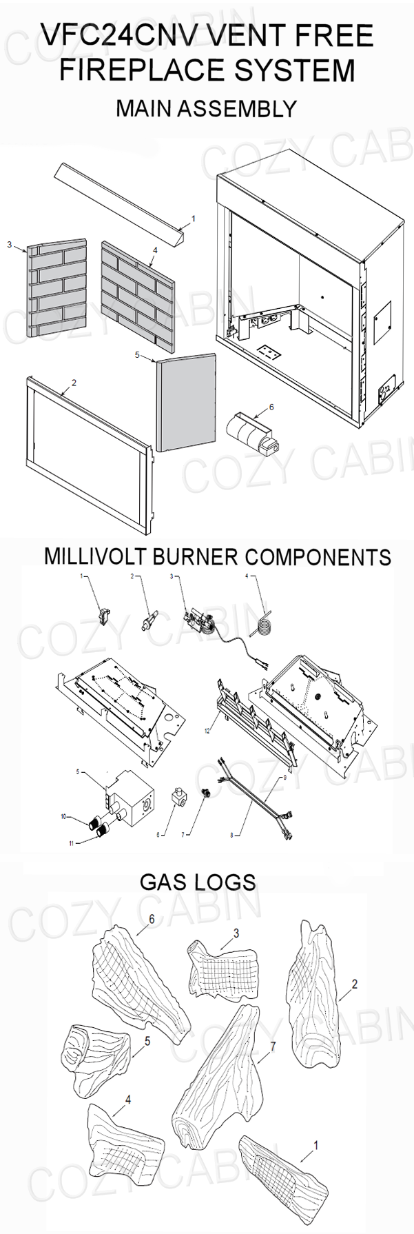 Monessen Vent Free Natural Gas Fireplace System with Millivolt Burner (VFC24CNV) #VFC24CNV